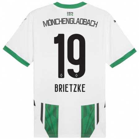 Kandiny Niño Camiseta Yvonne Brietzke #19 Blanco Verde 1ª Equipación 2024/25 La Camisa Chile