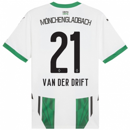 Kandiny Niño Camiseta Suus Van Der Drift #21 Blanco Verde 1ª Equipación 2024/25 La Camisa Chile