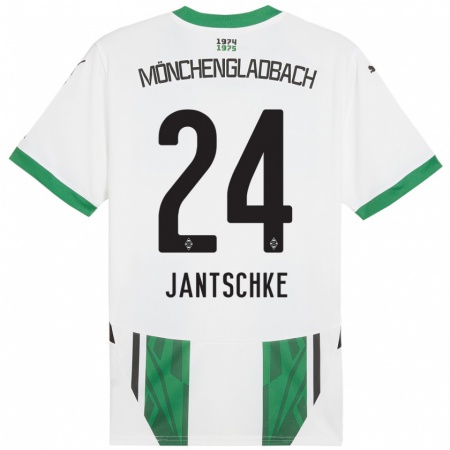 Kandiny Niño Camiseta Tony Jantschke #24 Blanco Verde 1ª Equipación 2024/25 La Camisa Chile