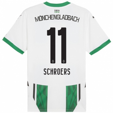 Kandiny Niño Camiseta Mika Schroers #11 Blanco Verde 1ª Equipación 2024/25 La Camisa Chile