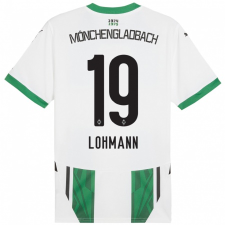 Kandiny Niño Camiseta Mona Lohmann #19 Blanco Verde 1ª Equipación 2024/25 La Camisa Chile