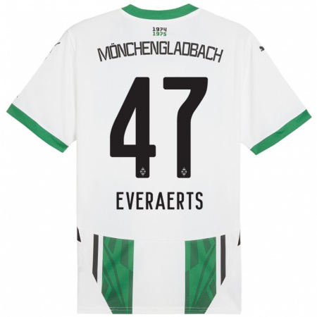 Kandiny Niño Camiseta Kim Everaerts #47 Blanco Verde 1ª Equipación 2024/25 La Camisa Chile