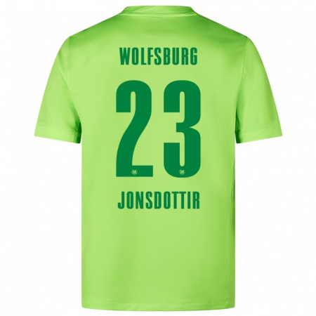 Kandiny Niño Camiseta Sveindís Jane Jónsdóttir #23 Verde Fluorescente 1ª Equipación 2024/25 La Camisa Chile