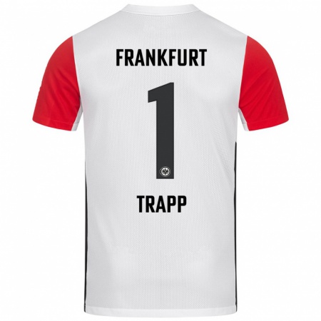 Kandiny Niño Camiseta Kevin Trapp #1 Blanco Rojo 1ª Equipación 2024/25 La Camisa Chile