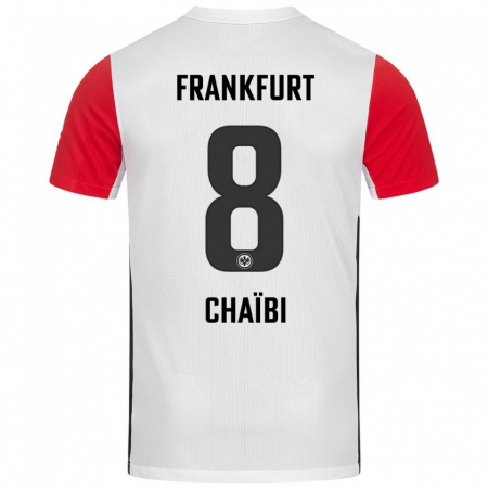 Kandiny Niño Camiseta Farès Chaïbi #8 Blanco Rojo 1ª Equipación 2024/25 La Camisa Chile