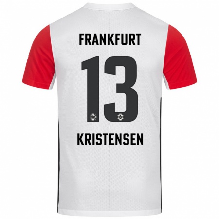 Kandiny Niño Camiseta Rasmus Kristensen #13 Blanco Rojo 1ª Equipación 2024/25 La Camisa Chile