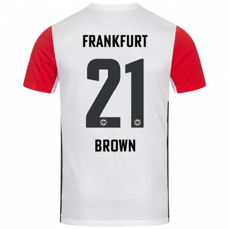 Kandiny Niño Camiseta Nathaniel Brown #21 Blanco Rojo 1ª Equipación 2024/25 La Camisa Chile