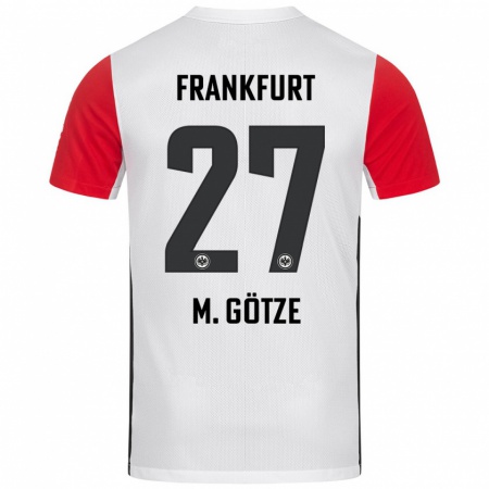 Kandiny Niño Camiseta Mario Götze #27 Blanco Rojo 1ª Equipación 2024/25 La Camisa Chile