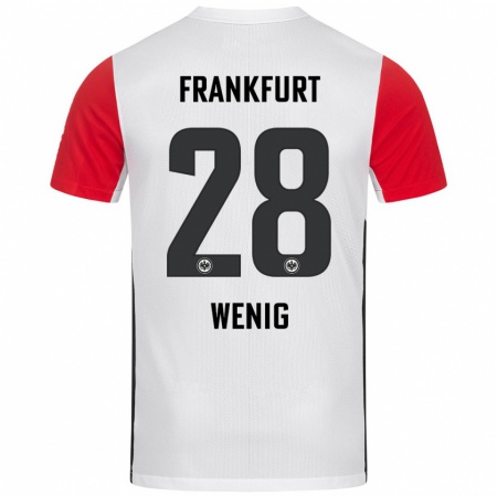 Kandiny Niño Camiseta Marcel Wenig #28 Blanco Rojo 1ª Equipación 2024/25 La Camisa Chile