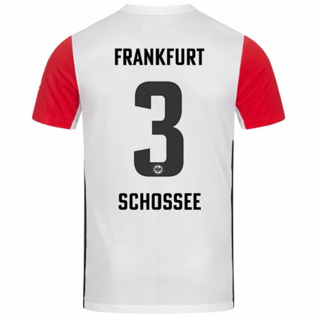 Kandiny Niño Camiseta Maurice Schossee #3 Blanco Rojo 1ª Equipación 2024/25 La Camisa Chile