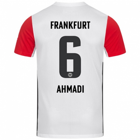 Kandiny Niño Camiseta Shayan Ahmadi #6 Blanco Rojo 1ª Equipación 2024/25 La Camisa Chile