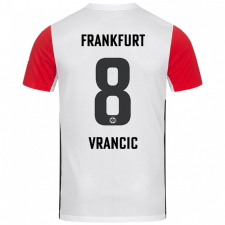 Kandiny Niño Camiseta Mario Vrancic #8 Blanco Rojo 1ª Equipación 2024/25 La Camisa Chile