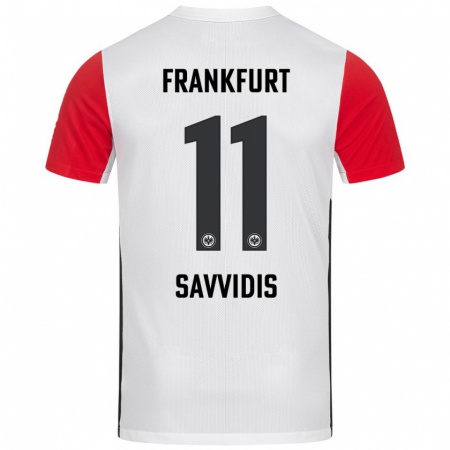 Kandiny Niño Camiseta Rafail Savvidis #11 Blanco Rojo 1ª Equipación 2024/25 La Camisa Chile