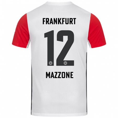 Kandiny Niño Camiseta Matteo Mazzone #12 Blanco Rojo 1ª Equipación 2024/25 La Camisa Chile