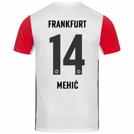 Kandiny Niño Camiseta Liam Mehić #14 Blanco Rojo 1ª Equipación 2024/25 La Camisa Chile