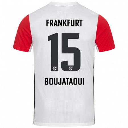 Kandiny Niño Camiseta Tarik Boujataoui #15 Blanco Rojo 1ª Equipación 2024/25 La Camisa Chile