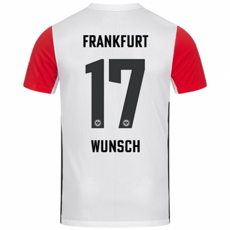 Kandiny Niño Camiseta Paul Wünsch #17 Blanco Rojo 1ª Equipación 2024/25 La Camisa Chile