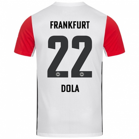 Kandiny Niño Camiseta Igor Dola #22 Blanco Rojo 1ª Equipación 2024/25 La Camisa Chile