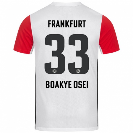 Kandiny Niño Camiseta Derek Boakye-Osei #33 Blanco Rojo 1ª Equipación 2024/25 La Camisa Chile