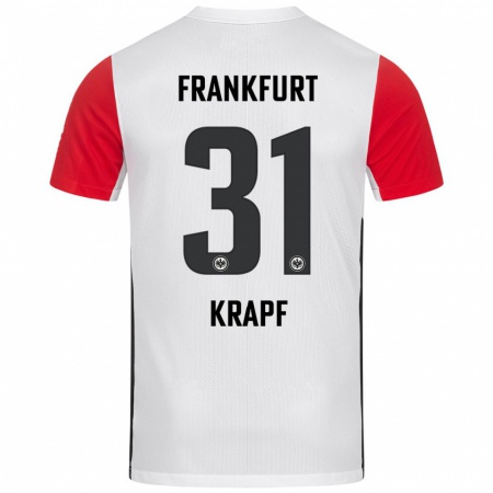 Kandiny Niño Camiseta Maximilian Krapf #31 Blanco Rojo 1ª Equipación 2024/25 La Camisa Chile