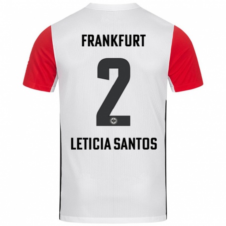 Kandiny Niño Camiseta Letícia Santos De Oliveira #2 Blanco Rojo 1ª Equipación 2024/25 La Camisa Chile