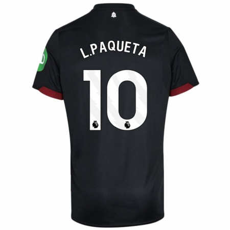 Kandiny Niño Camiseta Lucas Paquetá #10 Negro Blanco 2ª Equipación 2024/25 La Camisa Chile