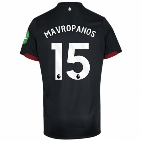 Kandiny Niño Camiseta Konstantinos Mavropanos #15 Negro Blanco 2ª Equipación 2024/25 La Camisa Chile