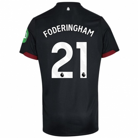 Kandiny Niño Camiseta Wes Foderingham #21 Negro Blanco 2ª Equipación 2024/25 La Camisa Chile