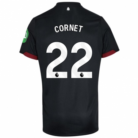 Kandiny Niño Camiseta Maxwel Cornet #22 Negro Blanco 2ª Equipación 2024/25 La Camisa Chile