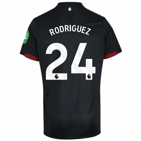 Kandiny Niño Camiseta Guido Rodríguez #24 Negro Blanco 2ª Equipación 2024/25 La Camisa Chile