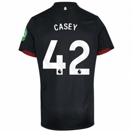 Kandiny Niño Camiseta Kaelan Casey #42 Negro Blanco 2ª Equipación 2024/25 La Camisa Chile