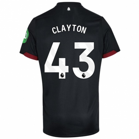 Kandiny Niño Camiseta Regan Clayton #43 Negro Blanco 2ª Equipación 2024/25 La Camisa Chile