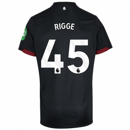 Kandiny Niño Camiseta Daniel Rigge #45 Negro Blanco 2ª Equipación 2024/25 La Camisa Chile