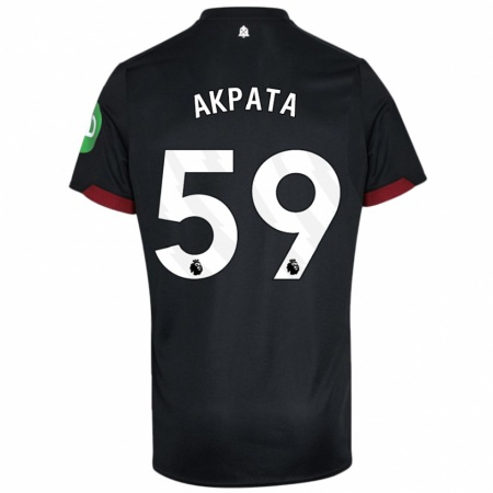 Kandiny Niño Camiseta Tyron Akpata #59 Negro Blanco 2ª Equipación 2024/25 La Camisa Chile