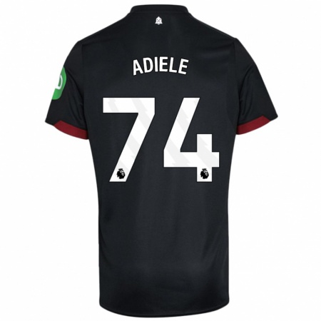 Kandiny Niño Camiseta Emeka Adiele #74 Negro Blanco 2ª Equipación 2024/25 La Camisa Chile