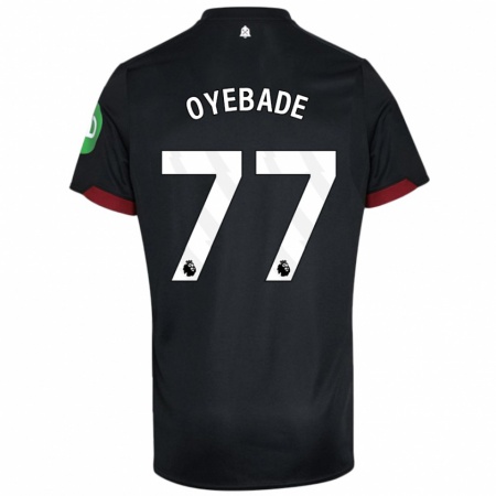 Kandiny Niño Camiseta Rayan Oyebade #77 Negro Blanco 2ª Equipación 2024/25 La Camisa Chile