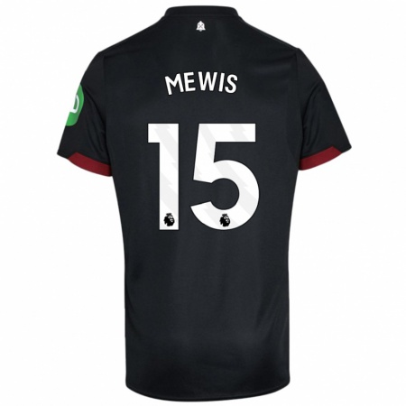 Kandiny Niño Camiseta Kristie Mewis #15 Negro Blanco 2ª Equipación 2024/25 La Camisa Chile