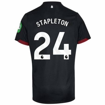 Kandiny Niño Camiseta Jessie Stapleton #24 Negro Blanco 2ª Equipación 2024/25 La Camisa Chile