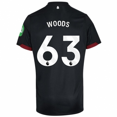 Kandiny Niño Camiseta Archie Woods #63 Negro Blanco 2ª Equipación 2024/25 La Camisa Chile