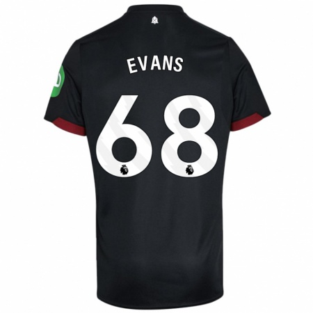 Kandiny Niño Camiseta Isaac Evans #68 Negro Blanco 2ª Equipación 2024/25 La Camisa Chile