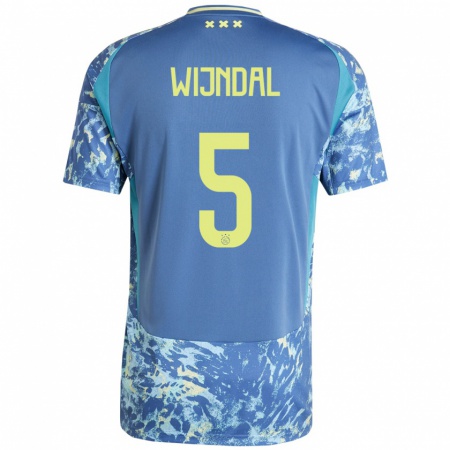 Kandiny Niño Camiseta Owen Wijndal #5 Gris Azul Amarillo 2ª Equipación 2024/25 La Camisa Chile