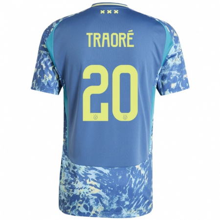 Kandiny Niño Camiseta Bertrand Traoré #20 Gris Azul Amarillo 2ª Equipación 2024/25 La Camisa Chile