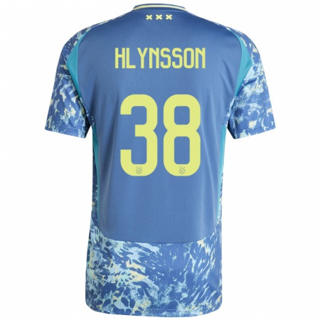 Kandiny Niño Camiseta Kristian Hlynsson #38 Gris Azul Amarillo 2ª Equipación 2024/25 La Camisa Chile