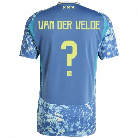 Kandiny Niño Camiseta Valentijn Van Der Velde #0 Gris Azul Amarillo 2ª Equipación 2024/25 La Camisa Chile