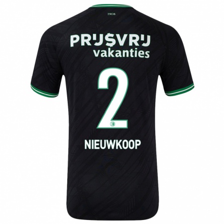 Kandiny Niño Camiseta Bart Nieuwkoop #2 Negro Verde 2ª Equipación 2024/25 La Camisa Chile