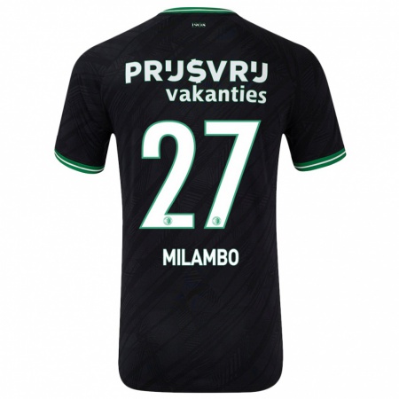 Kandiny Niño Camiseta Antoni Milambo #27 Negro Verde 2ª Equipación 2024/25 La Camisa Chile