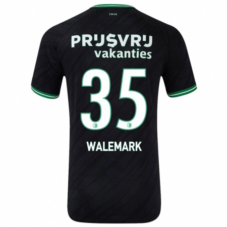 Kandiny Niño Camiseta Patrik Walemark #35 Negro Verde 2ª Equipación 2024/25 La Camisa Chile