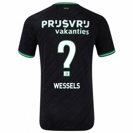 Kandiny Niño Camiseta Tijme Wessels #0 Negro Verde 2ª Equipación 2024/25 La Camisa Chile