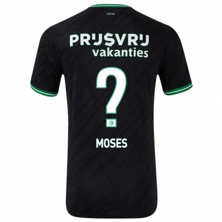 Kandiny Niño Camiseta Troy Moses #0 Negro Verde 2ª Equipación 2024/25 La Camisa Chile