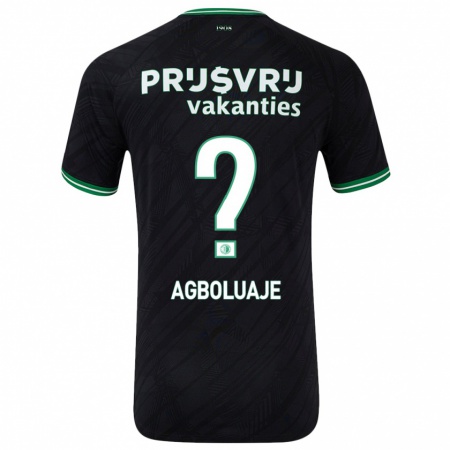 Kandiny Niño Camiseta Hakeem Agboluaje #0 Negro Verde 2ª Equipación 2024/25 La Camisa Chile